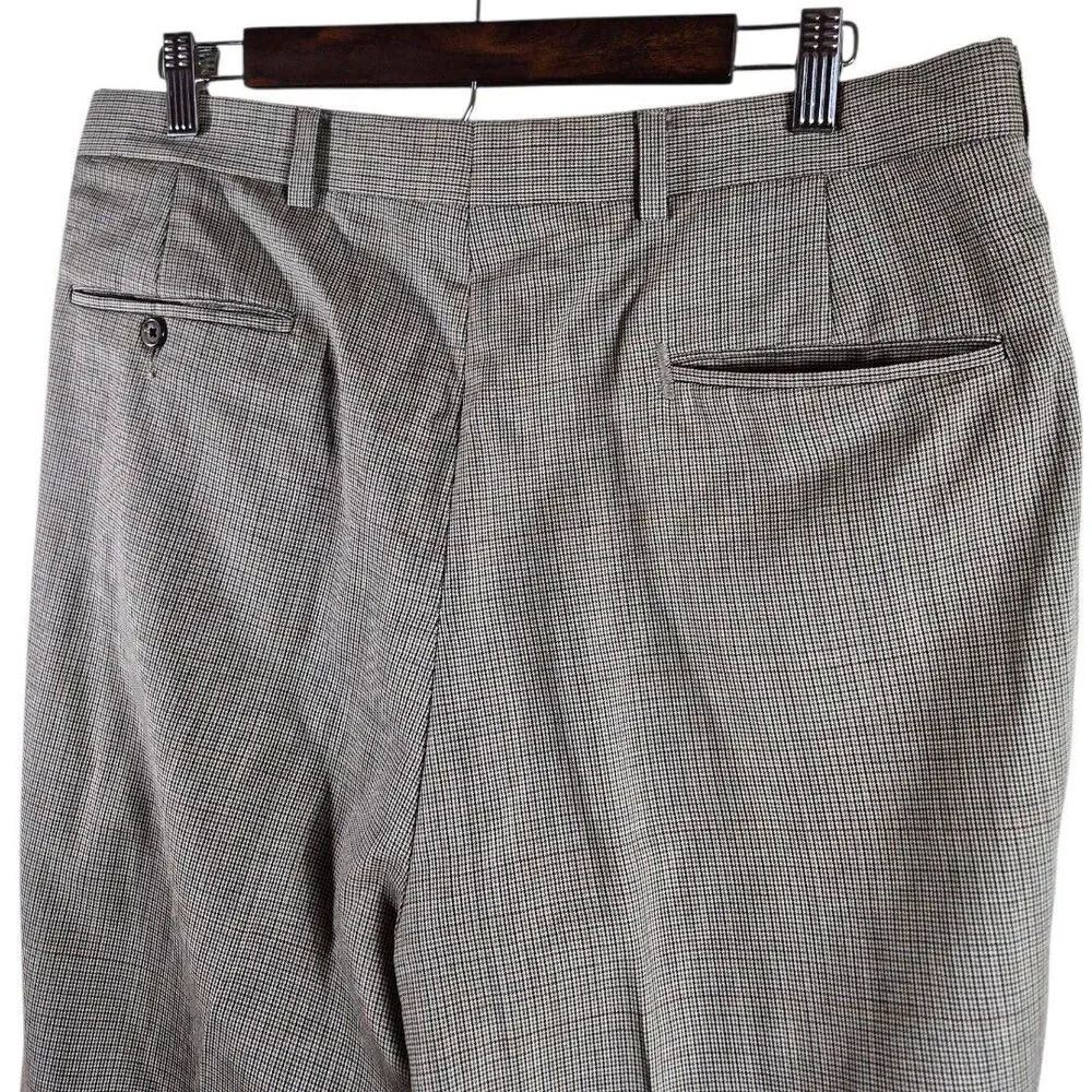 Vtg Tommy Hilfiger 42L Brown Houndstooth 3Pc Suit Set Old Money Academia Wedding